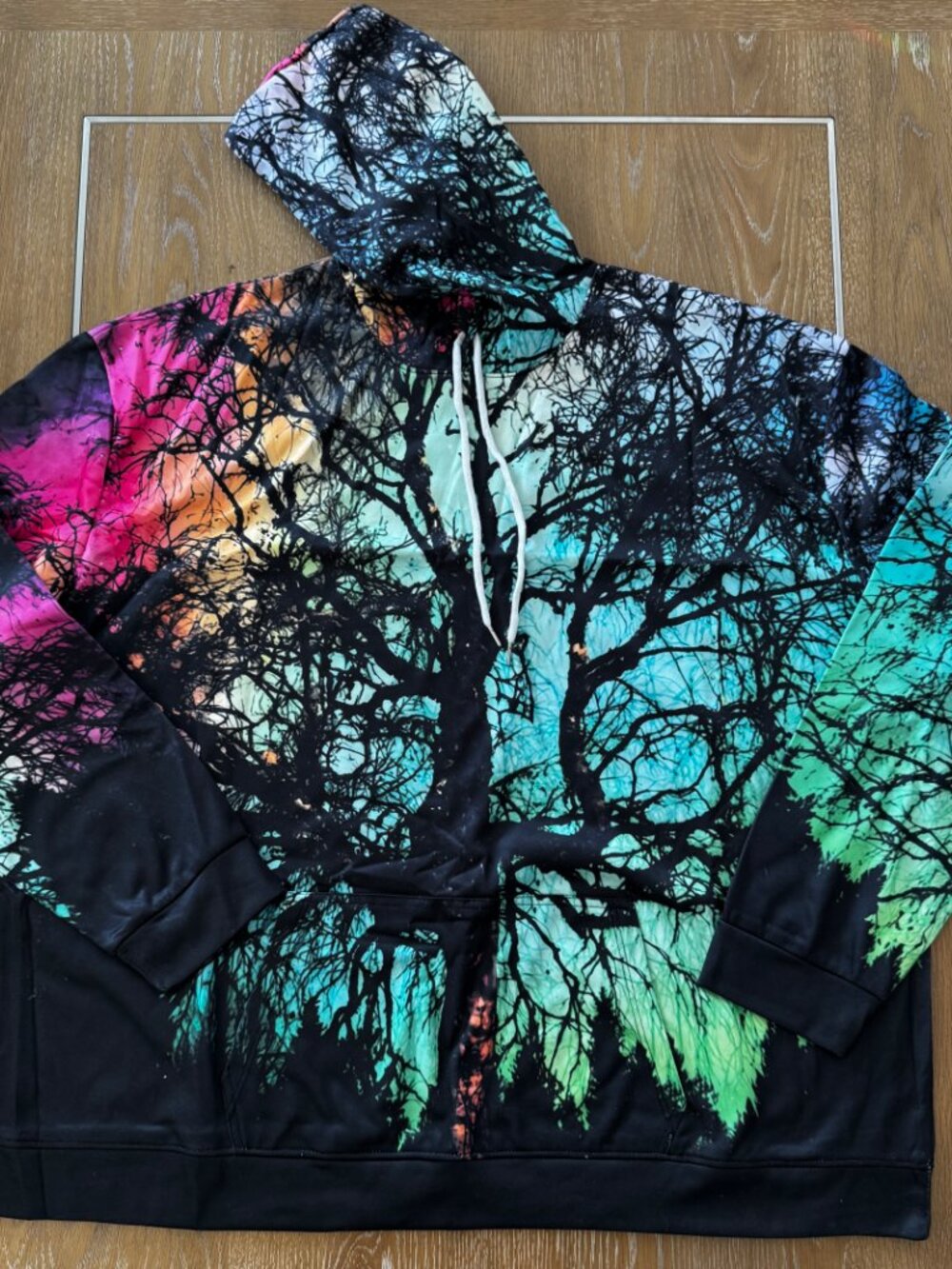 Hoodie Pullover Sweatshirt Kangaroo Pocket Fleece Lined 5XL AOP Forest Trees